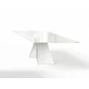 Maestro Extension Dining Table - White Glass Top / White Steel Base - Angled Extended - Maestro Extension Dining Table - White Glass Top / White Steel Base - Angled Extended