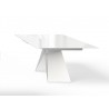 Maestro Extension Dining Table - White Glass Top / White Steel Base - 