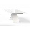 Maestro Extension Dining Table - White Glass Top / White Steel Base - 