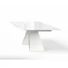 Maestro Extension Dining Table - White Glass Top / White Steel Base -  - Maestro Extension Dining Table - White Glass Top / White Steel Base - 