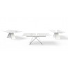Maestro Extension Dining Table - White Glass Top / White Steel Base - Unextended