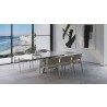 Maestro Extension Dining Table - White Glass Top / White Steel Base - Lifestyle
