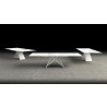 Maestro Extension Dining Table - White Glass Top / White Steel Base - Extended 3 Pcs