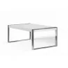 Savant Dining Table - Matte White / Stainless Steel - Angled - Savant Dining Table - Matte White / Stainless Steel - Angled