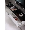 Agent TV Stand - Black Glass Top Open