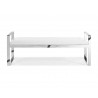 Sorrento Bench White Faux Leather Stainless Steel Base - Front