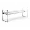 Sorrento Bench White Faux Leather Stainless Steel Base - Angled