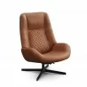 Kebe Bordeaux Chair With Footrest in Cognac Bull Leather - Kebe Bordeaux Chair With Footrest in Cognac Bull Leather