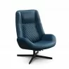 Kebe Bordeaux Chair With Footrest in Blue Bull Leather - Kebe Bordeaux Chair With Footrest in Blue Bull Leather