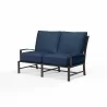 La Jolla Loveseat in Spectrum Indigo w/ Self Welt - Front Side Angle - La Jolla Loveseat in Spectrum Indigo w/ Self Welt - Front Side Angle