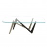 Bellini Modern Living Esse Dining Table Bronze and Titanium Base with Glass Top, Front Angle