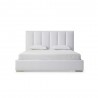 Whiteline Modern Living Velvet Bed Queen in White Upholstered Headboard - Front