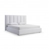 Whiteline Modern Living Velvet Bed Queen in White Upholstered Headboard - Angled