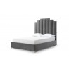 Whiteline Modern Living Jordan Queen Bed In Fully Upholstered Grey Velvet Fabric - Angled