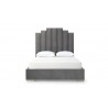 Whiteline Modern Living Jordan Queen Bed In Fully Upholstered Grey Velvet Fabric - Front