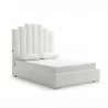 Whiteline Modern Living Jordan Queen Bed In Fully Upholstered White Velvet Fabric - Angled - Whiteline Modern Living Jordan Queen Bed In Fully Upholstered White Velvet Fabric - Angled