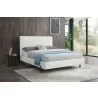 Whiteline Modern Living Hollywood Queen Bed In Fully Upholstered White Faux Leather And Wood Grain Cold Rolled Steel Legs - Lifestyle - Whiteline Modern Living Hollywood Queen Bed In Fully Upholstered White Faux Leather And Wood Grain Cold Rolled Steel Legs - Lifestyle