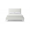 Whiteline Modern Living Hollywood Queen Bed In Fully Upholstered White Faux Leather And Wood Grain Cold Rolled Steel Legs - Front