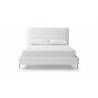 Whiteline Modern Living Hollywood Queen Bed In Fully Upholstered White Faux Leather And Wood Grain Cold Rolled Steel Legs - Front - Whiteline Modern Living Hollywood Queen Bed In Fully Upholstered White Faux Leather And Wood Grain Cold Rolled Steel Legs - Front