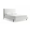 Whiteline Modern Living Hollywood Queen Bed In Fully Upholstered White Faux Leather And Wood Grain Cold Rolled Steel Legs - Angled - Whiteline Modern Living Hollywood Queen Bed In Fully Upholstered White Faux Leather And Wood Grain Cold Rolled Steel Legs - Angled