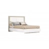 Whiteline Modern Living Daisy Bed Queen In High Gloss White Frame With Back of Headboard in Matte Taupe Lacquer - Angled