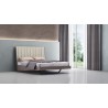 Whiteline Modern Living Berlin Bed Queen In High Gloss Chestnut Grey And Black Metal Base - Lifetyle Close-up