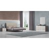 Whiteline Modern Living Berlin Bed Queen In High Gloss Chestnut Grey And Black Metal Base - Lifesytle