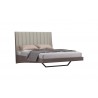 Whiteline Modern Living Berlin Bed Queen In High Gloss Chestnut Grey And Black Metal Base - Angled