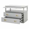 Bradley Nightstand in Dove Gray - Angled with Opened Drawer - Bradley Nightstand in Dove Gray - Angled with Opened Drawer