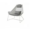 Cane-Line-Breeze-Highback-Chair White Grey Taupe Cushion - Cane-Line-Breeze-Highback-Chair White Grey Taupe Cushion