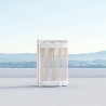 Azzurro Living Brighton Side Table With Matte White Aluminum Frame And Sand All-Weather Rope Honed Carrara Marble - Lifestyle