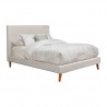 Britney Standard King Upholstered Platform Bed in Light Grey Linen - Angled 1