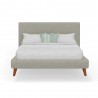 Britney Standard King Upholstered Platform Bed in Light Grey Linen - Front