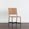 Sunpan Omari Dining Chair Sueded Light Tan Leather - Front Side Angle