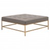 Brule Upholstered Coffee Table - Ore Gray Synthetic Brushed Brass - Angled
