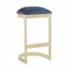 Manhattan Comfort Aura 28.54 in. Blue and Polished Brass Stainless Steel Bar Stool Back - Manhattan Comfort Aura 28.54 in. Blue and Polished Brass Stainless Steel Bar Stool Back