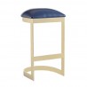 Manhattan Comfort Aura 28.54 in. Blue and Polished Brass Stainless Steel Bar Stool Back