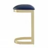 Manhattan Comfort Aura 28.54 in. Blue and Polished Brass Stainless Steel Bar Stool Side - Manhattan Comfort Aura 28.54 in. Blue and Polished Brass Stainless Steel Bar Stool Side