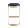 Manhattan Comfort Aura 28.54 in. Blue and Polished Brass Stainless Steel Bar Stool Front
