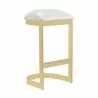 Manhattan Comfort Aura 28.54 in. White and Polished Brass Stainless Steel Bar Stool Side - Manhattan Comfort Aura 28.54 in. White and Polished Brass Stainless Steel Bar Stool Side