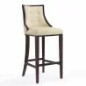 Manhattan Comfort Fifth Avenue 45 in. Cream and Walnut Beech Wood Bar Stool Front Angle - Manhattan Comfort Fifth Avenue 45 in. Cream and Walnut Beech Wood Bar Stool Front Angle