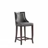 Manhattan Comfort Emperor Faux Leather Barstool in Pebble Grey Side - Manhattan Comfort Emperor Faux Leather Barstool in Pebble Grey Side