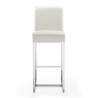 Manhattan Comfort Element 42.13 in. Pearl White and Polished Chrome Stainless Steel Bar Stool Front