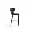 Manhattan Comfort Holguin 41.34 in. Grey, Black and Gold Wooden Barstool Side