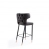 Manhattan Comfort Holguin 41.34 in. Grey, Black and Gold Wooden Barstool  Back
