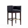 Manhattan Comfort Kingsley 38 in. Black and Dark Walnut Beech Wood Barstool - Manhattan Comfort Kingsley 38 in. Black and Dark Walnut Beech Wood Barstool