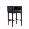 Manhattan Comfort Kingsley 38 in. Black and Dark Walnut Beech Wood Barstool