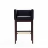 Manhattan Comfort Kingsley 38 in. Black and Dark Walnut Beech Wood Barstool Front - Manhattan Comfort Kingsley 38 in. Black and Dark Walnut Beech Wood Barstool Front