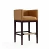 Manhattan Comfort Kingsley 38 in. Camel and Dark Walnut Beech Wood Barstool - Manhattan Comfort Kingsley 38 in. Camel and Dark Walnut Beech Wood Barstool