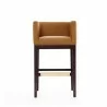 Manhattan Comfort Kingsley 38 in. Camel and Dark Walnut Beech Wood Barstool Front - Manhattan Comfort Kingsley 38 in. Camel and Dark Walnut Beech Wood Barstool Front